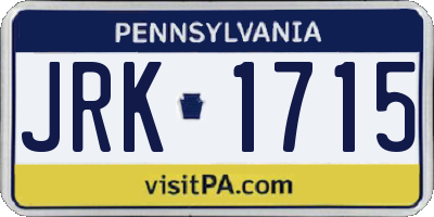 PA license plate JRK1715