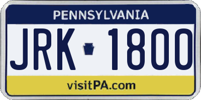PA license plate JRK1800