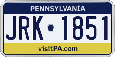 PA license plate JRK1851