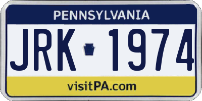 PA license plate JRK1974