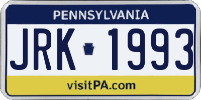 PA license plate JRK1993