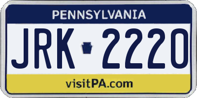 PA license plate JRK2220