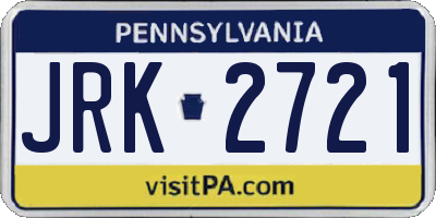 PA license plate JRK2721
