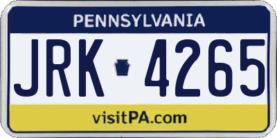 PA license plate JRK4265