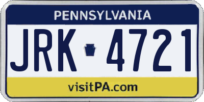 PA license plate JRK4721