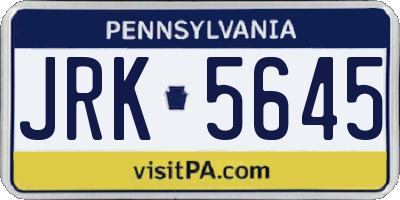 PA license plate JRK5645