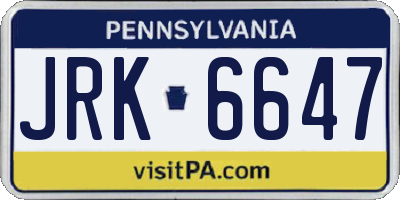 PA license plate JRK6647