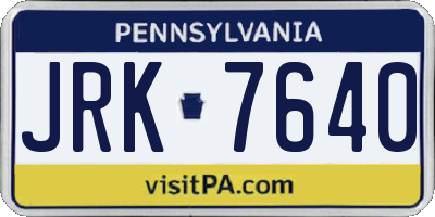 PA license plate JRK7640