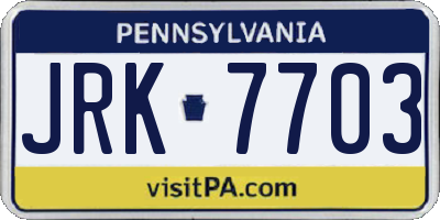 PA license plate JRK7703