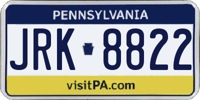 PA license plate JRK8822