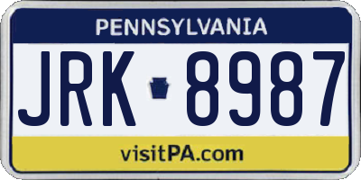 PA license plate JRK8987