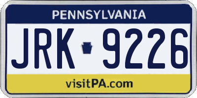 PA license plate JRK9226