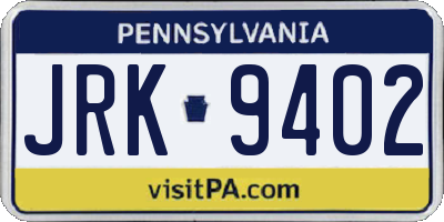 PA license plate JRK9402