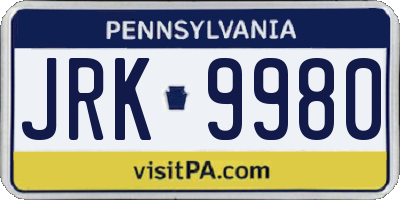 PA license plate JRK9980