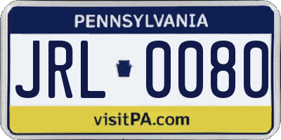 PA license plate JRL0080