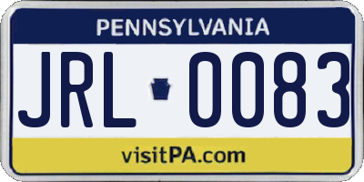 PA license plate JRL0083