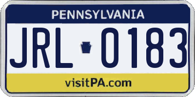 PA license plate JRL0183