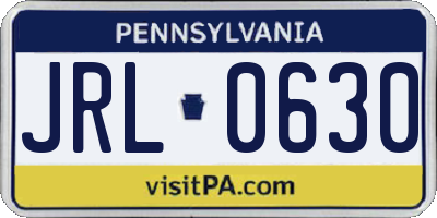 PA license plate JRL0630