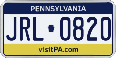 PA license plate JRL0820