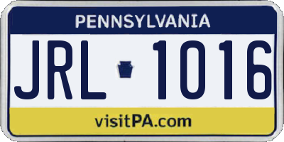PA license plate JRL1016