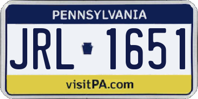 PA license plate JRL1651
