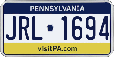 PA license plate JRL1694