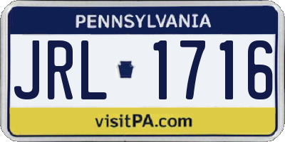 PA license plate JRL1716
