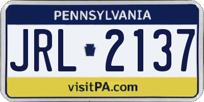 PA license plate JRL2137