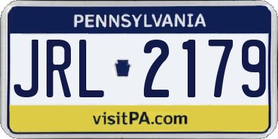 PA license plate JRL2179