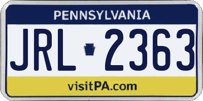 PA license plate JRL2363