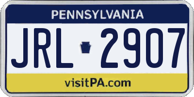PA license plate JRL2907