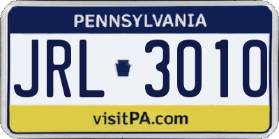PA license plate JRL3010