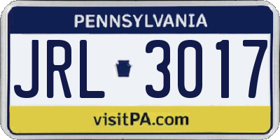 PA license plate JRL3017