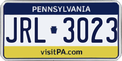 PA license plate JRL3023