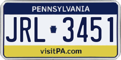 PA license plate JRL3451