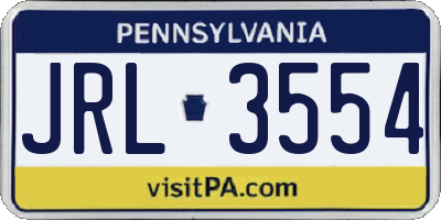 PA license plate JRL3554