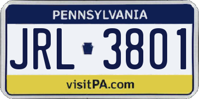 PA license plate JRL3801