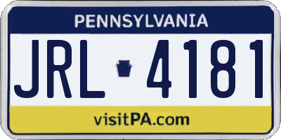 PA license plate JRL4181