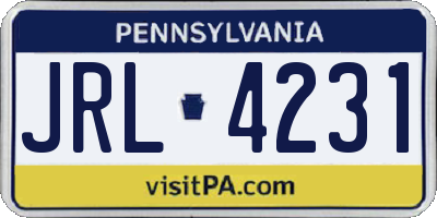 PA license plate JRL4231