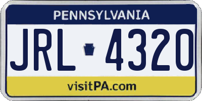 PA license plate JRL4320
