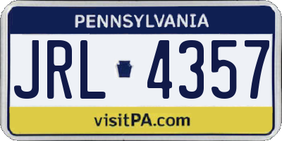PA license plate JRL4357