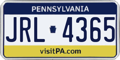 PA license plate JRL4365