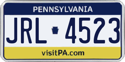PA license plate JRL4523
