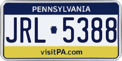 PA license plate JRL5388