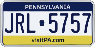PA license plate JRL5757