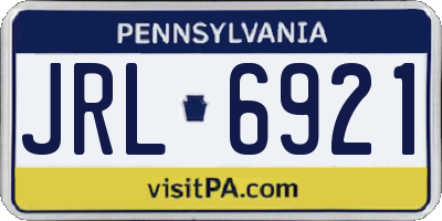 PA license plate JRL6921