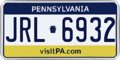 PA license plate JRL6932