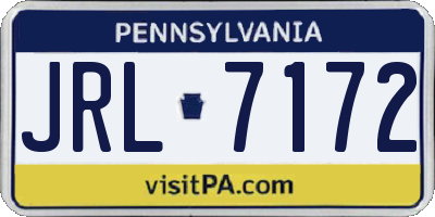 PA license plate JRL7172