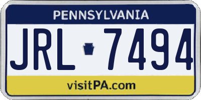 PA license plate JRL7494