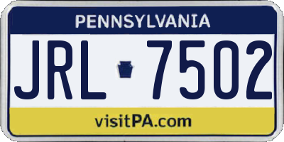 PA license plate JRL7502